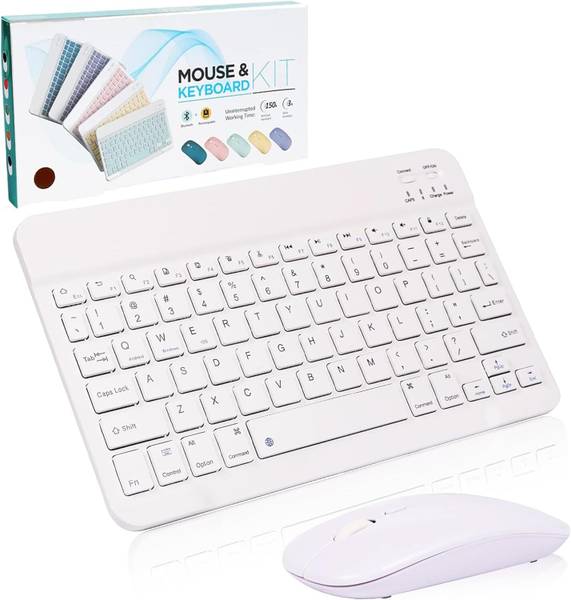 FKU Wireless Keyboard & Mouse For Android Windows PC Wireless Standard Tablet Keyboard Compatible with Desktop, Laptop, Tablet, iPad, Mac Rechargeble ...