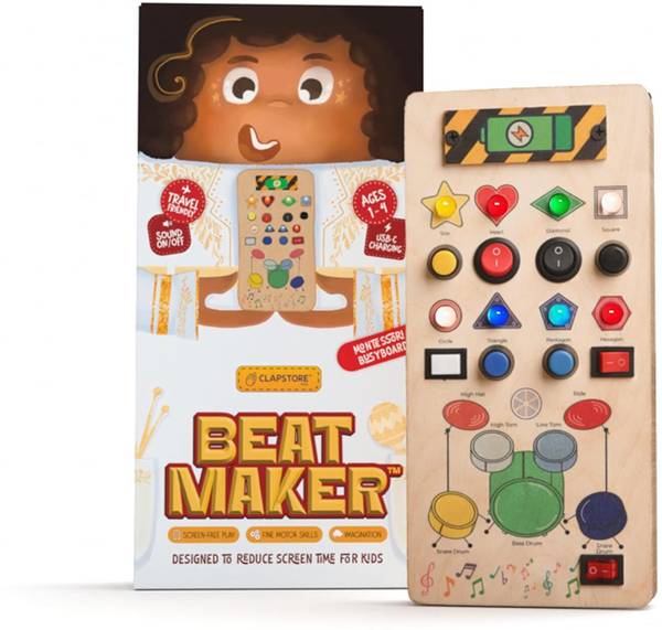 Clapstore Toys Montessori Busyboard Beatmaker with Interactive Sound & Light Features for kids