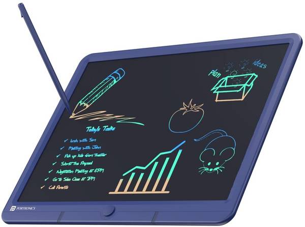 Portronics Ruffpad 15M 15Inch(38.1cm)Re-Writable Multicolor LCD Writing Pad with Smart Lock