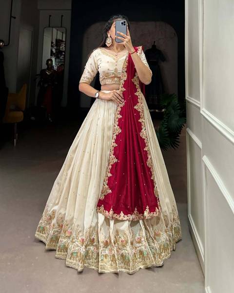 Aika Embroidered Semi Stitched Lehenga Choli