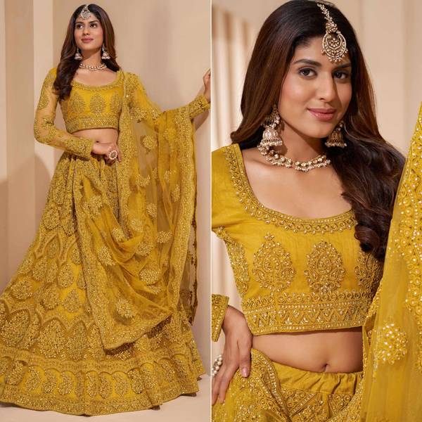 Cute Fellow Embroidered Semi Stitched Lehenga Choli