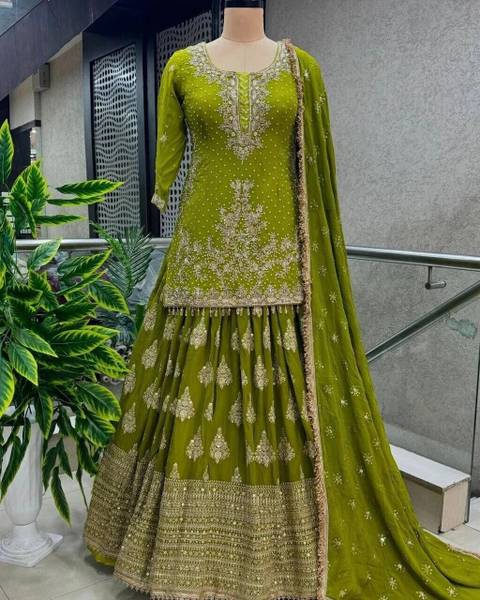FOLKSHWEAR 21 Embroidered Semi Stitched Lehenga Choli