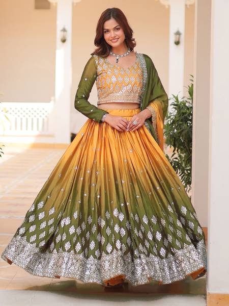 Kedar Fab Embroidered, Embellished Semi Stitched Lehenga Choli