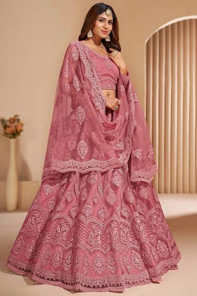 Cute Fellow Embroidered Semi Stitched Lehenga Choli