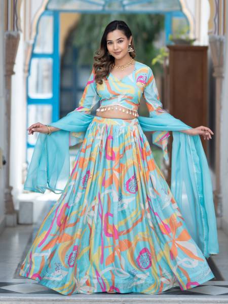 Tasrika Leheriya Semi Stitched Lehenga Choli