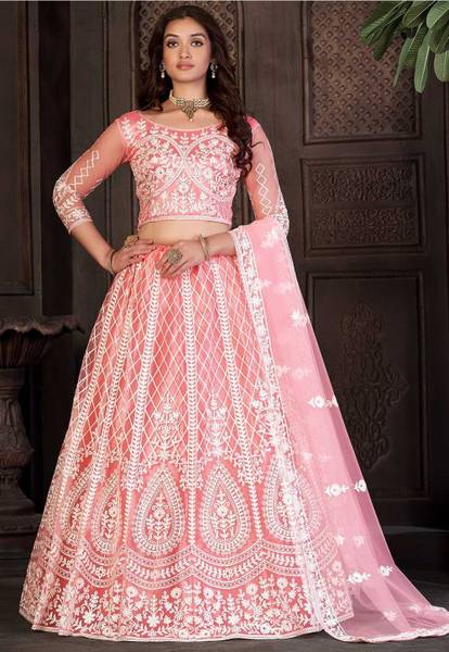 Cute Fellow Embroidered Semi Stitched Lehenga Choli