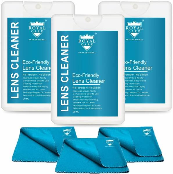 ROYAL CARE PROFESSIONAL Lens Cleaner Spray Kit  3 Pcs 20ML Refill Bottles + 3 Microfiber Cloths Lens Cleaner