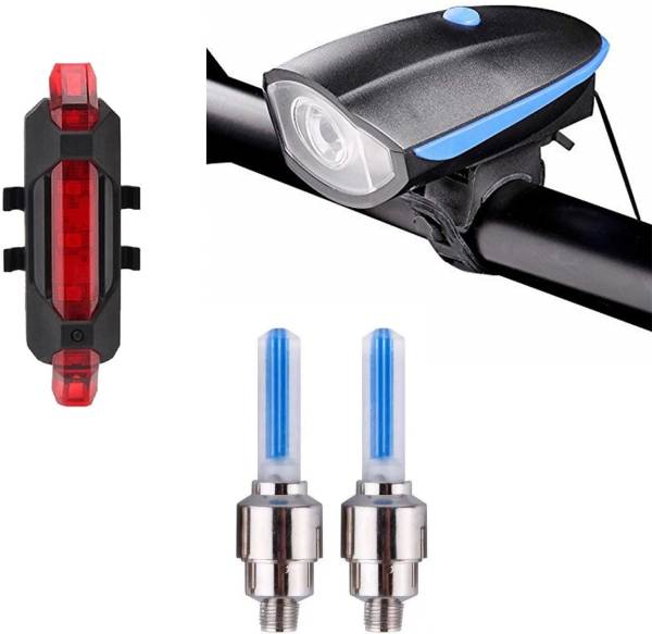 ABC AMOL BICYCLE COMPONENTS LED Bicycle Front Rear & Valve Light ,Waterproof USB Rechargeable Cycle Light LED Front Rear Light Combo