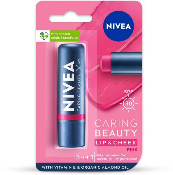 NIVEA Lip Caring Beauty Pink Lip Balm | Lip & Cheek Tint with SPF 30 NA