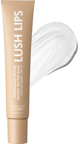 Conscious Chemist Peptide Lip Balm - Lush Lips with SPF15 |For Dry & Chapped Lips | For Dark Lips. Vanilla Creme