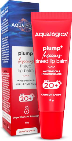 Aqualogica Crimson Candy Plump+Luscious Tinted Lip Balm with Watermelon and Hyaluronic Acid Crimson Candy
