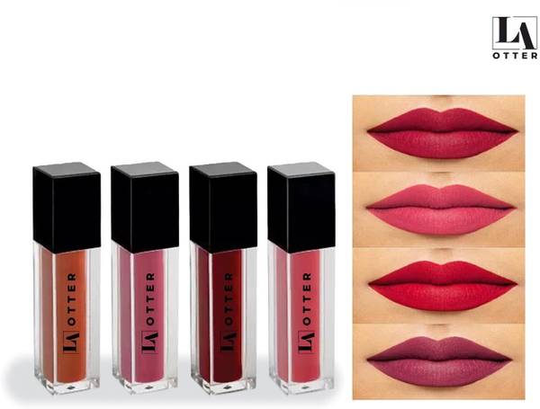 LA OTTER Matte Liquid Lipstick - Transfer-Proof, Smudge-Proof, Long Lasting, Pack of 4