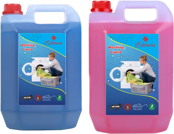 Estancia Washing machine liquid detergent top load and front load blue pink (10 ltr) Multi-Fragrance Liquid Detergent
