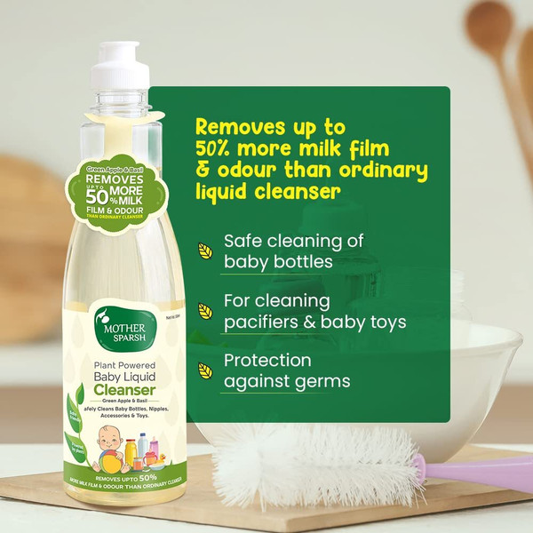 Mother Sparsh Baby Liquid Bottle Cleanser 175ml Multi-Fragrance Liquid Detergent