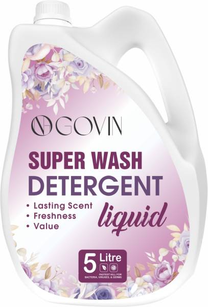 GOVIN WASH Super Wash Liquid Detergent 5 Liter, Laundry Liquid for Fabric Care LAVENDER Lavender Liquid Detergent