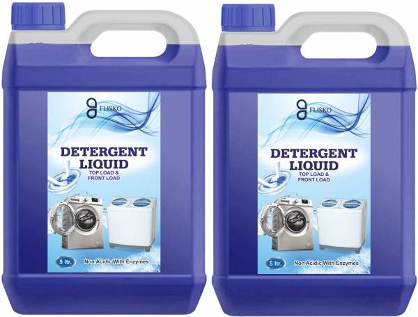FLISKO 10 Ltr Washing Machine Liquid Detergent Laundry Front/Top Load/Bucket Wash Aqua Multi-Fragrance Liquid Detergent
