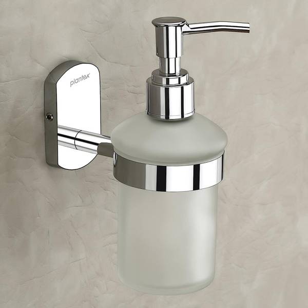 Impulse by Plantex Made Hand wash Holder for wash Basin Liquid soap Dispenser (Silver Edge) 200 ml Shampoo, Soap, Liquid, Sanitizer Stand, Conditioner...