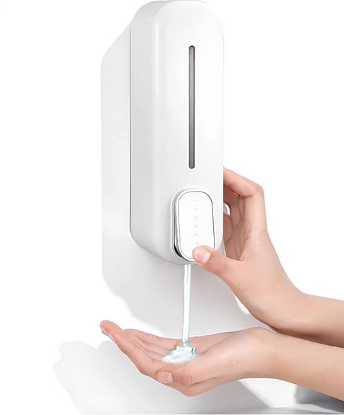 KURIC Wall Mounted Hand Wash Liquid Soap Dispenser for Bathroom Basin & Kitchen Sinks 350 ml Liquid, Conditioner, Gel, Sanitizer Stand, Shampoo, Lotio...
