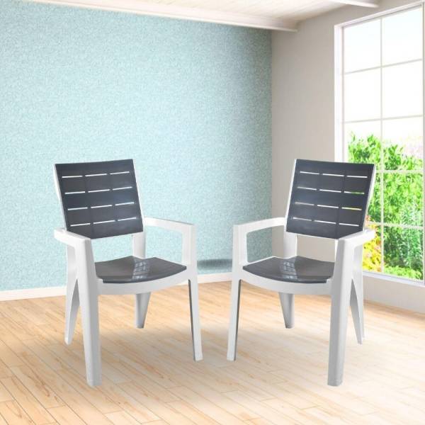 COMFORT Creation Comfortable Plastic Arm Chair/Double Insert Stackable Chair for Home Plastic Living Room Chair