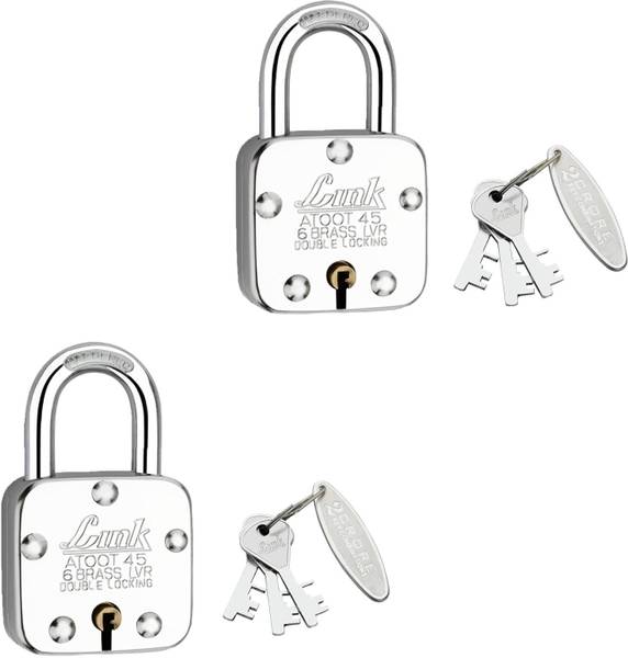 Link Atoot 45mm Lock|Double Locking| Hardened Shackle|Brass Levers (Pack 2) Padlock