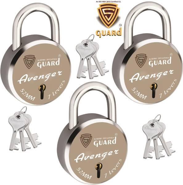 S-Guard Door lock,Padlock-52MM-7 Levers, Double Locking, Avenger-Laser Print Design-3 Padlock