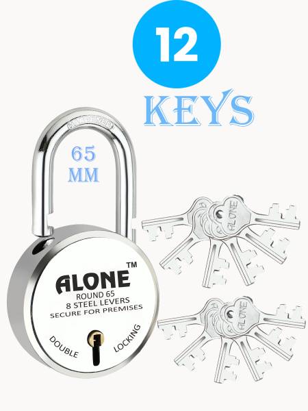 alone Special Round 65mm Lock for Home Gate Shop & Shutter, Double Locking 12 Keys Padlock