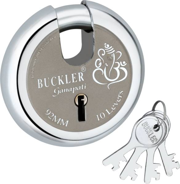 BUCKLER Iron-Steel 92MM,10 Lever-4 Key Shutter lock for Shop,Godown,Main Gate-Main Door Lock