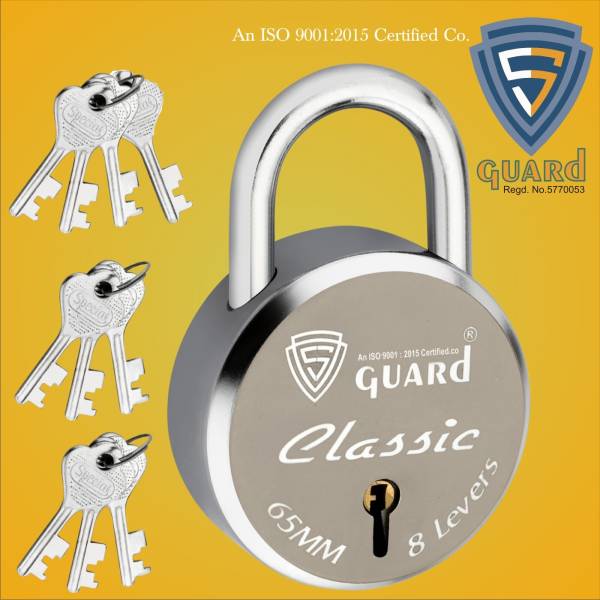 S-Guard Classic Laser Printed Door Lock, Gate Lock-65MM-8 Levers,Double Locking 10 Keys Padlock