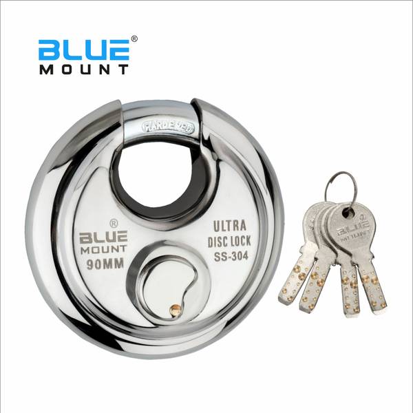 BLUEMOUNT SHUTTER LOCK,GODOWN LOCK,DOOR LOCK,DISC PAD LOCK ULTRA KEYS 90MM 304 S.S. Padlock