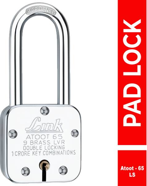 Link Atoot 65mm Long Lock | Steel Body | Hardened Shackle | Made in India Padlock