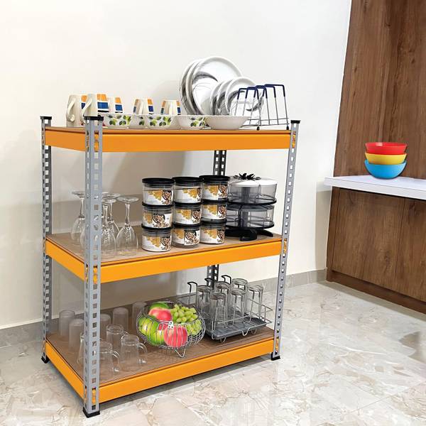 SMART SLIDE 3 Tier Folding Storage And Luggage Rack, Boltless Storage Shelving Unit Luggage Rack