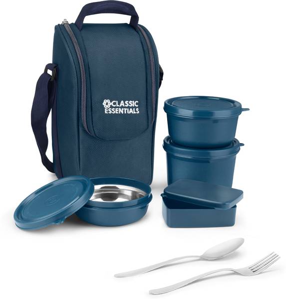 Classic Essentials Meal master Microwave Safe Insulated Bag & Cutlery, 1 Pickle Box, 4 Containers Lunch Box