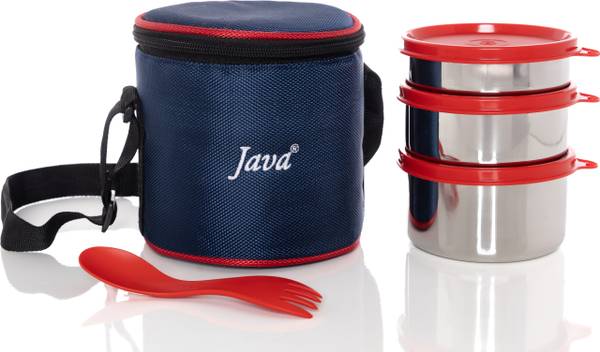 JAVA Lunch Box | Stainless Steel | Insulated Fabric Bag | Leak Proof 3 Containers Lunch Box