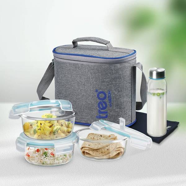 TREO All Fresh Premier Glass Tiffin Set of 5 3 Containers Lunch Box