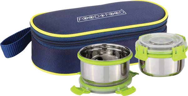 FOODNFOOD Stylock Buddy 2 stainless steel containers (350 ml each) 1 softline bag 2 Containers Lunch Box
