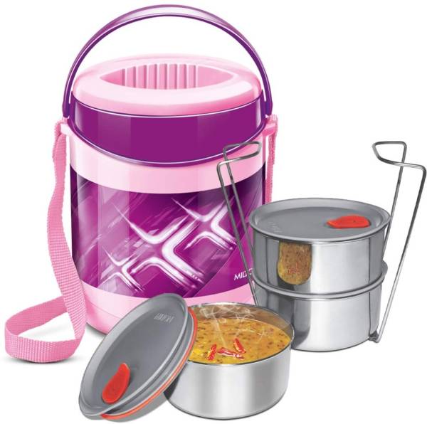 MILTON Econa Deluxe 3 Container Insulated Stainless Steel Lunch Box 3 Containers Lunch Box
