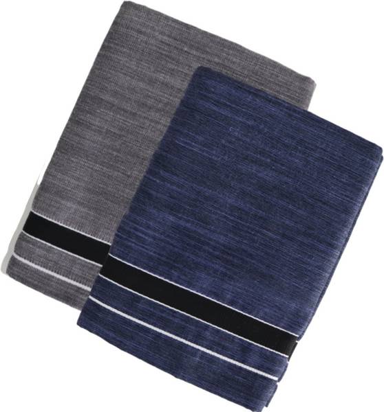 Fantasia Solid Blue, Grey Lungi
