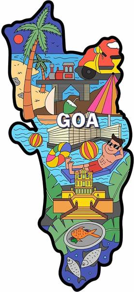 Skywalk India Souvenir Wooden MDF Goa Fridge Magnet (Multicolour) Fridge Magnet Pack of 1