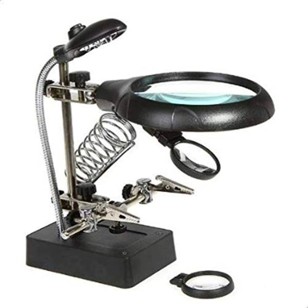 A&S TOOLSHOP 5 LEDHelping Hand Soldering Stand With LED Light Clip Magnifier 3. 5X / 12X Not Temperature Controlled