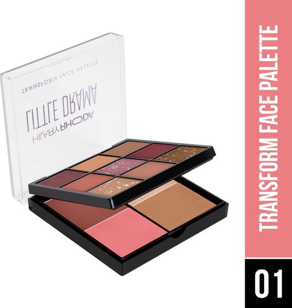 Hilary Rhoda Transform Face Palette|Highly Pigmented |Matte & Shimmer Finish |18g (Soft Glam)