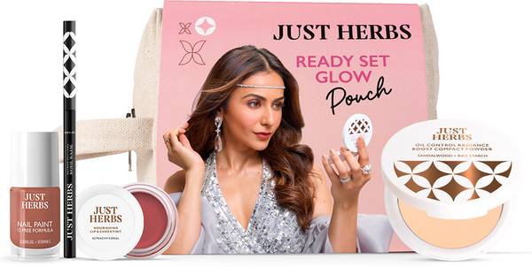 Just Herbs Ready Set Glow Party Ready Travel Friendly Perfect Gift Makeup Kit Pouch