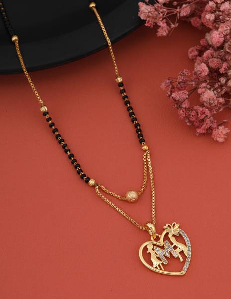 SATJEWEL Excellent Finished M Letter Diamond Mangalsutra For Women Alloy Mangalsutra
