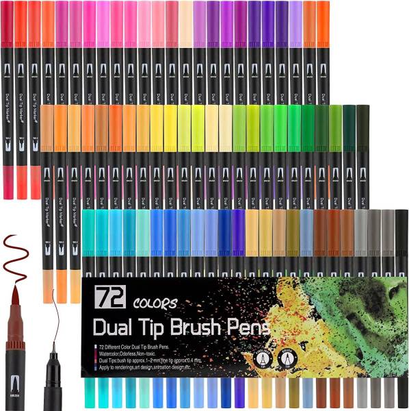 Dual Tip Brush Pens Fineliners Art Markers, Color Dual Tip Brush Marker