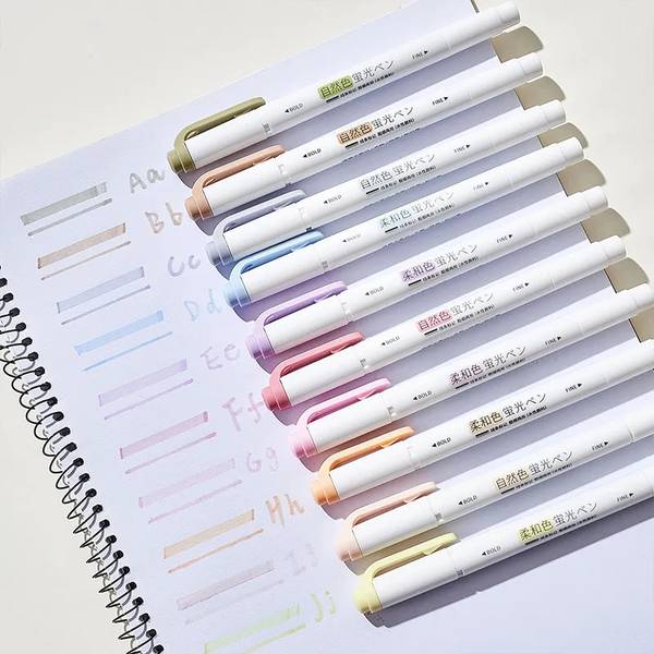 HARDSOSH Double Headed Design Soft Pastel Color Highlighter Multiple ...