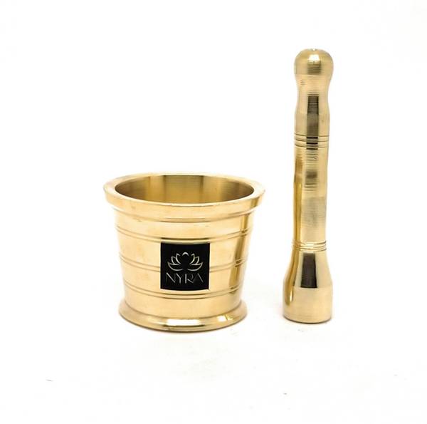 Nyra Pure Brass/Peetal Mortar Pestle Hand Smasher/ Kitchen Khalbatta /Okhli (Medium) Brass Masher