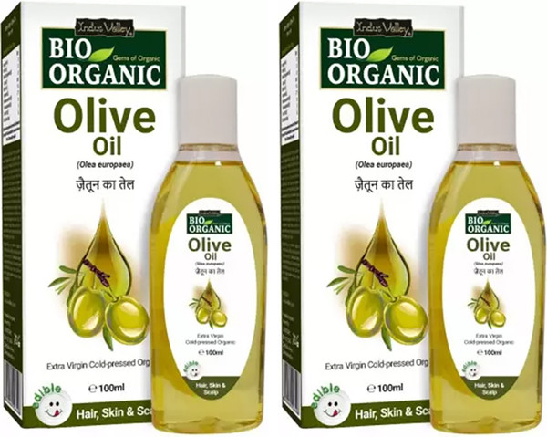 Indus Valley BIO Organic Extra Virgin Olive Massage Oil - Twin Pack