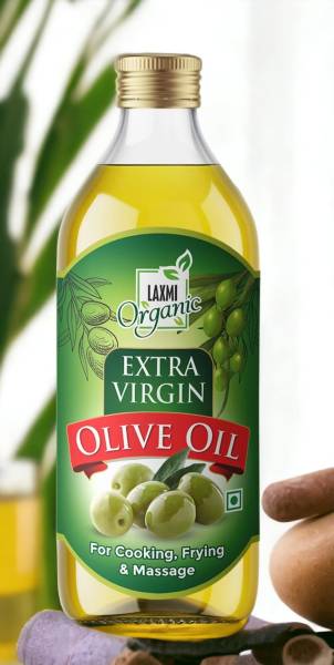 LAXMI ORGANIC Extra virgin olive oil Jaitun tail light edible cooking body hair massage oil 1L