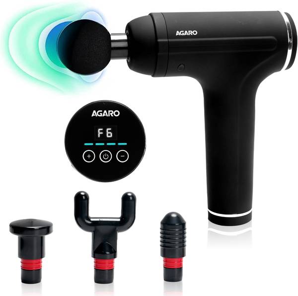 AGARO Galaxy Gun Massager, 4 Heads, 6 Speed, Rechargeable, Handheld, Massager