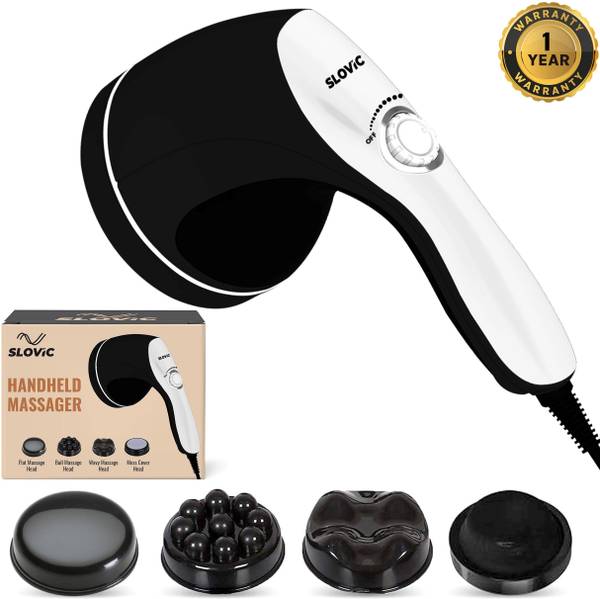 SLOVIC Electric Handheld Full Body Massager with 4 Massage Heads & Variable Speed Settings for Pain Relief | Massager