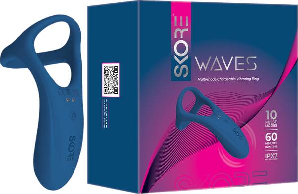SKORE Waves 10 Mode Vibrating Ring | 60min RunTime | IPX7 Waterproof | Unisex Massager